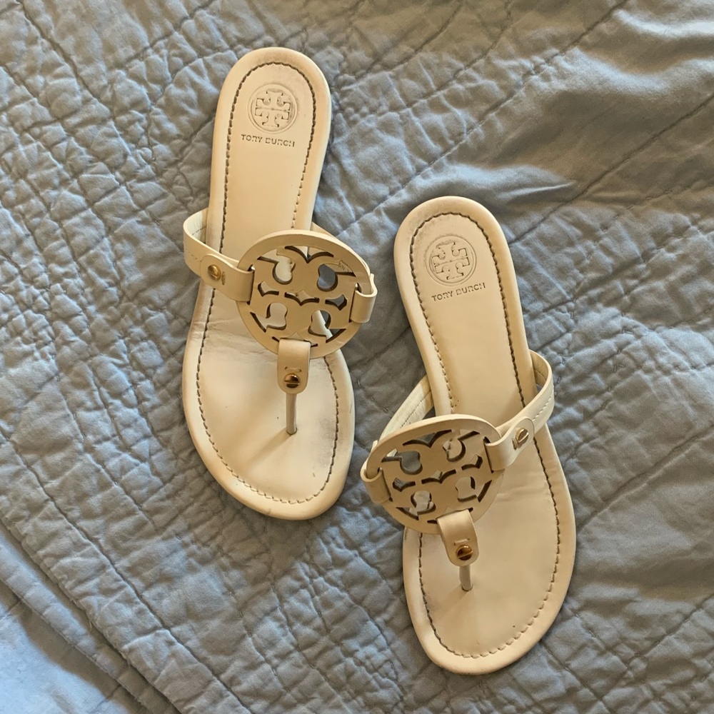 White Tory Burch Miller Sandals